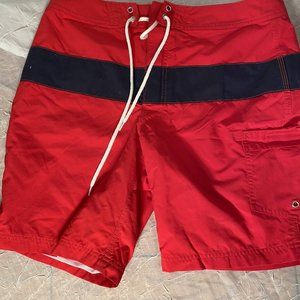 J.Crew Red and Navy Striped Swim Shorts